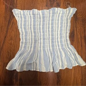 2/$20 American Eagle Blue and White Smocked Tube Top Size Small